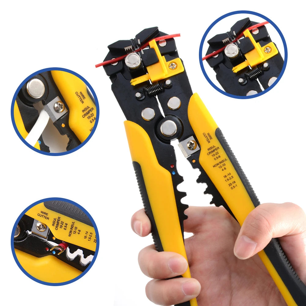 Adjustable Automatic Wire Stripper & Crimper | Multifunctional Cable Cutter & Terminal Crimping Pliers