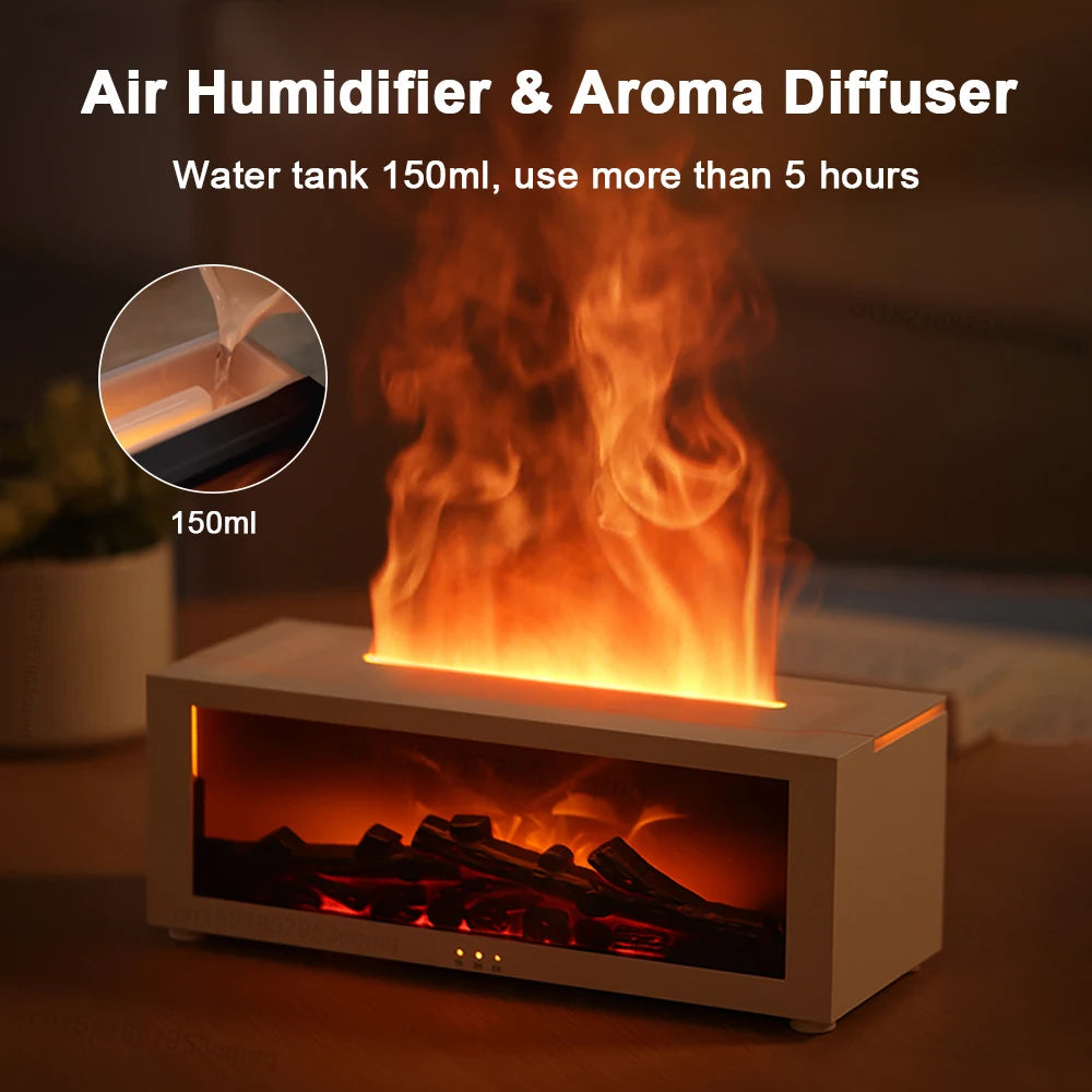 Enchanted Flame Aroma Diffuser & Humidifier – 7-Color RGB Mood Light, Remote Control, and Relaxing Essential Oil Aromatherapy for Home, Office, or Spa