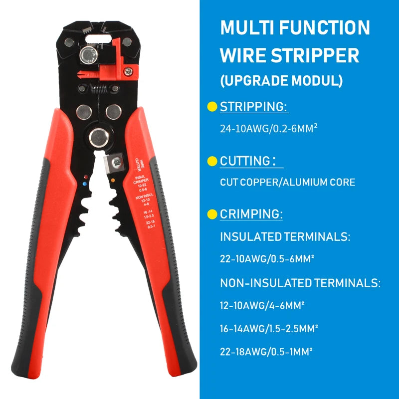 Adjustable Automatic Wire Stripper & Crimper | Multifunctional Cable Cutter & Terminal Crimping Pliers