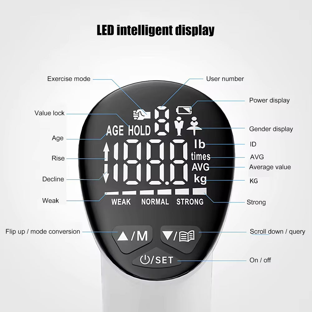 LED Digital Hand Grip Strength Tester | Electronic Power Trainer & Fitness Dynamometer for Strength Measurement and Hand Exercise