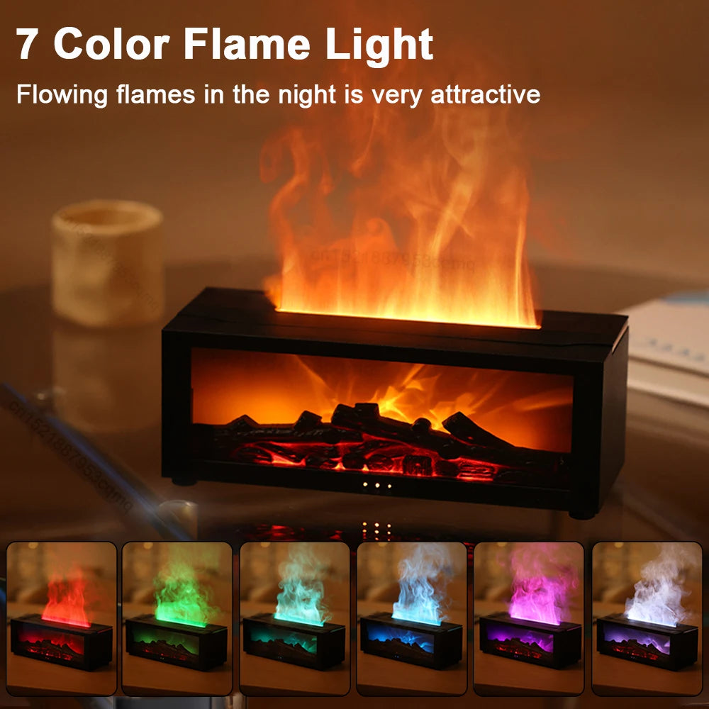 Enchanted Flame Aroma Diffuser & Humidifier – 7-Color RGB Mood Light, Remote Control, and Relaxing Essential Oil Aromatherapy for Home, Office, or Spa